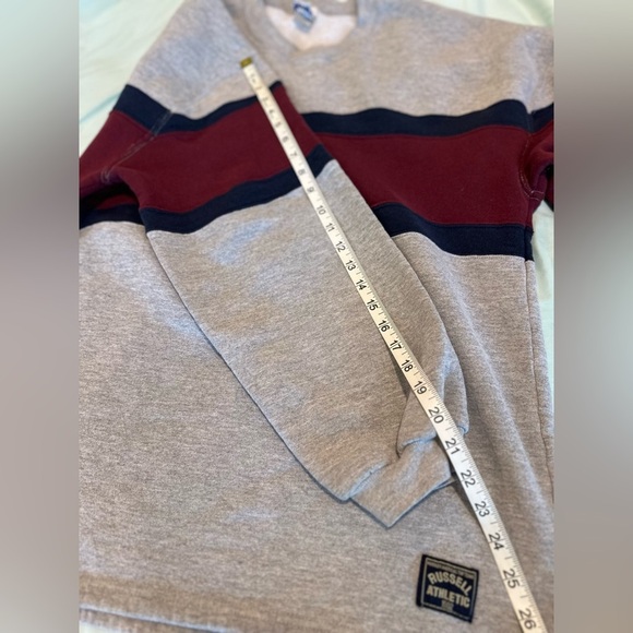 VTG 80s/90s Russell Athletic Sweatshirt Men XL Gray Colorblock Striped. - Picture 5 of 15